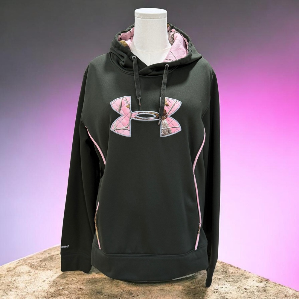 Under Armour Storm Pink Camo Hoodie Outdoor Athleisure Cozy Warm Essential 2XL